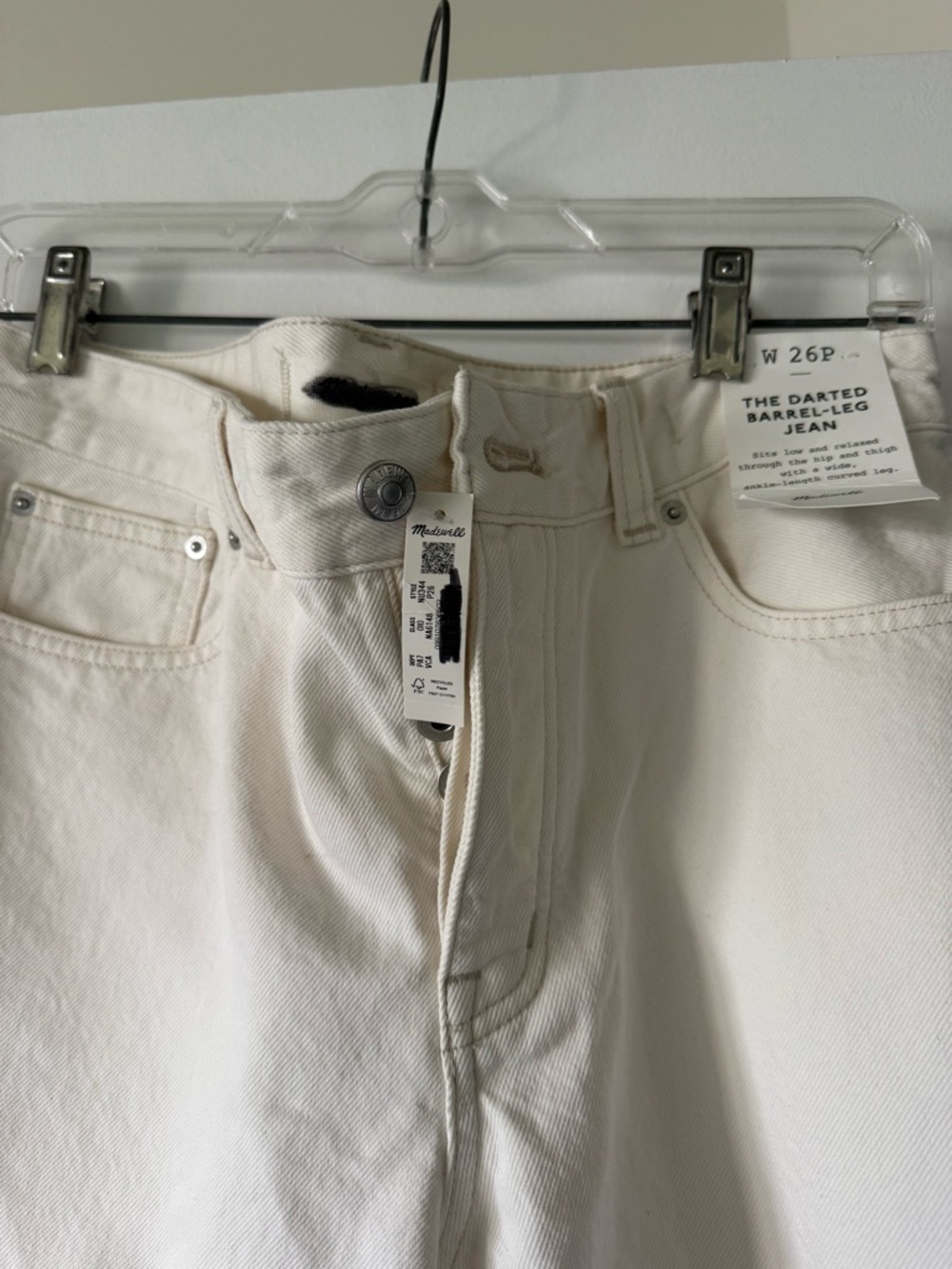 NWT Madewell white barrel jeans petite - Picture 2 of 3